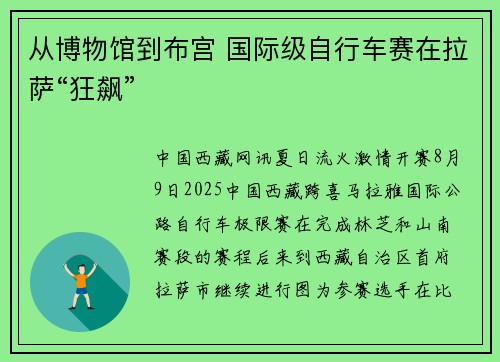 从博物馆到布宫 国际级自行车赛在拉萨“狂飙”